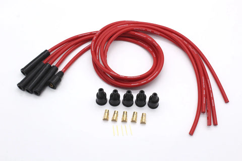 Bobine d'allumage en silicone 8 mm avec noyau en acier - 4 x 1 mètre (4 cylindres) - ROUGE