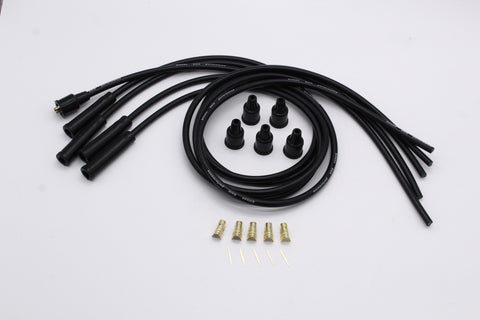 Bobine d'allumage en silicone 8 mm avec noyau en acier - 4 x 1 mètre (4 cylindres) - NOIR