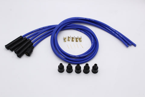 Bobine d'allumage en silicone 8 mm avec noyau en acier - 4 x 1 mètre (4 cylindres) - BLEU